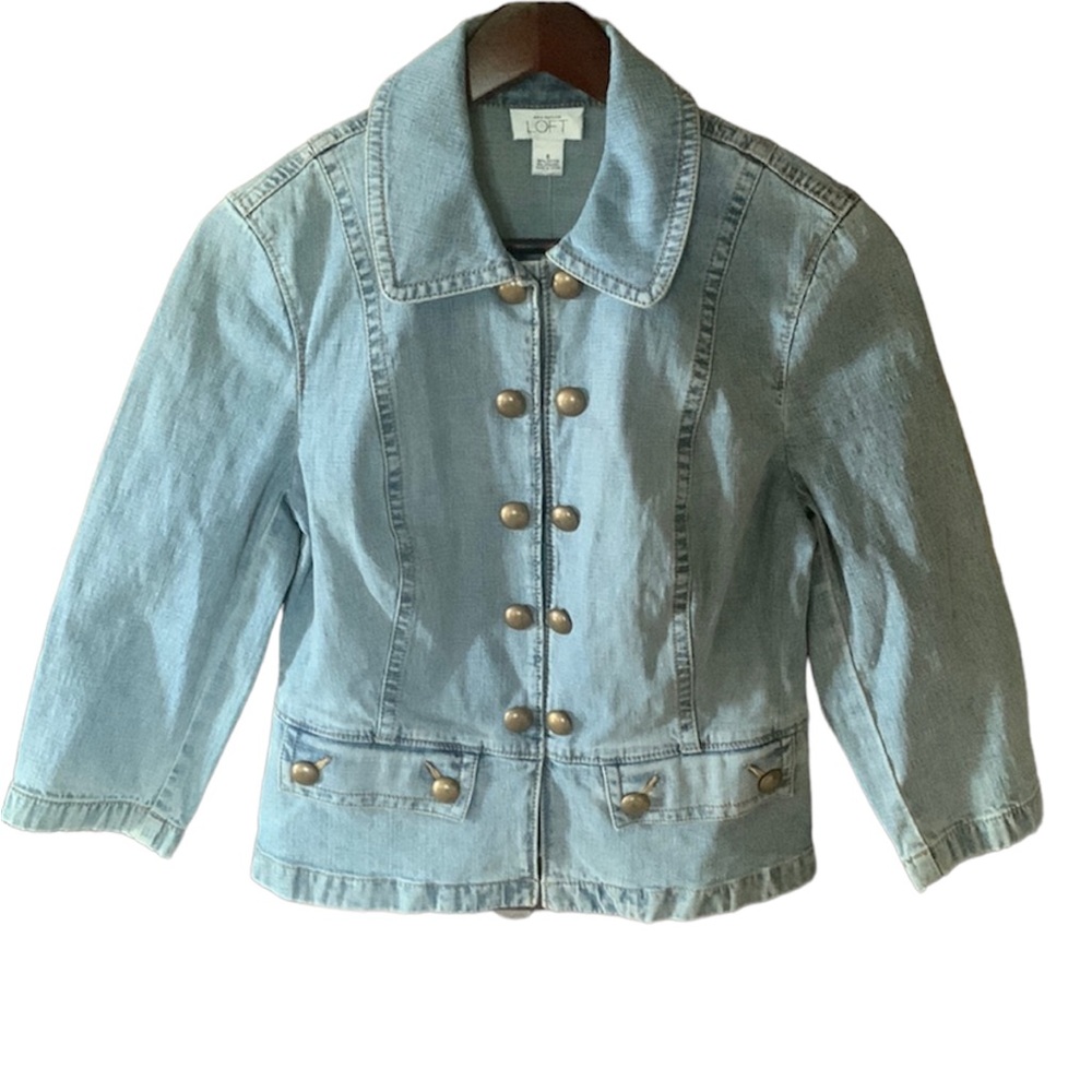 Loft double breasted tailored denim jean jacket